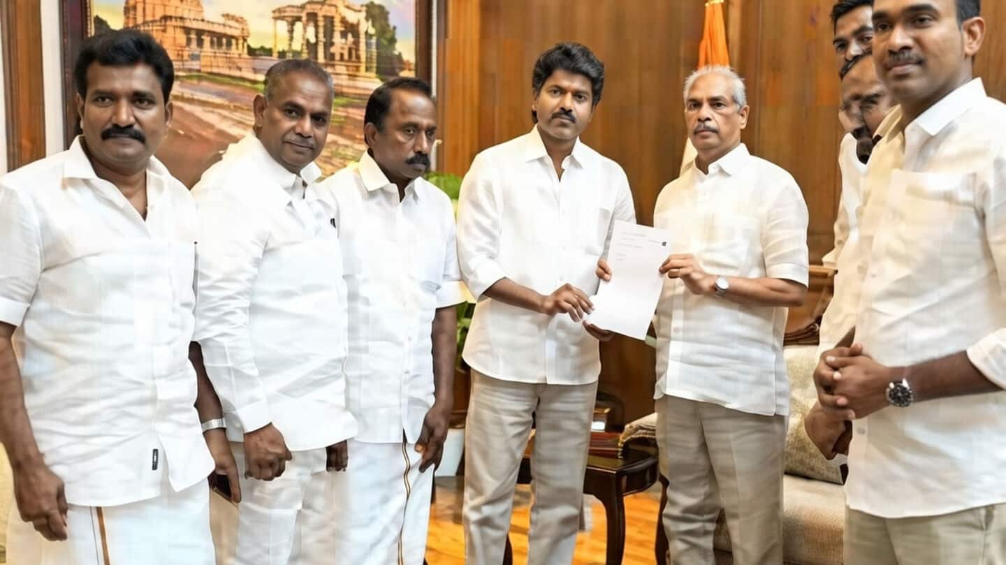 Vijay meets Tamil Nadu governor, stakes claim to form government 