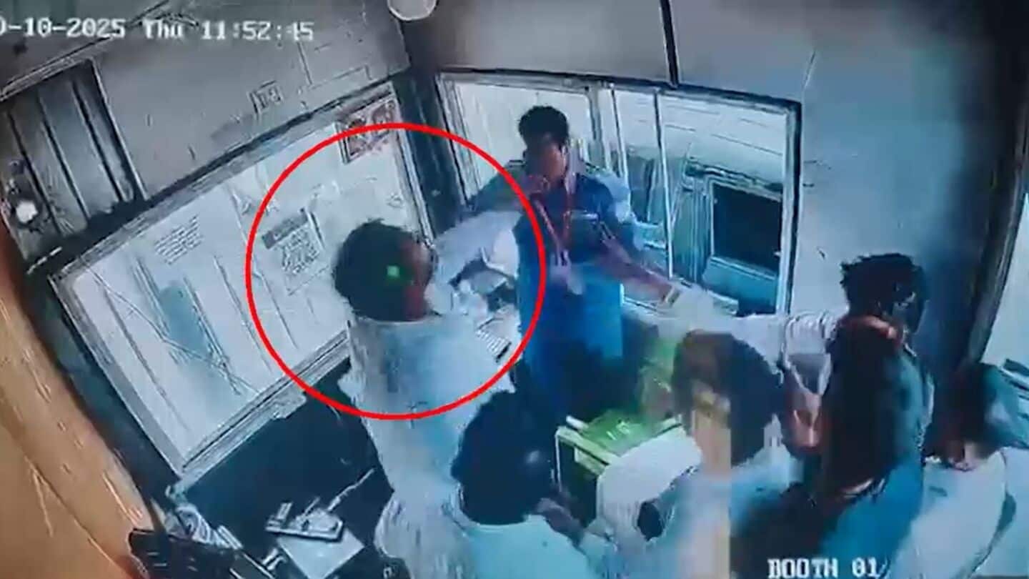 Video: Denied free pass, BJP leader's son slaps toll worker Video: Denied free pass, BJP leader's son slaps toll worker