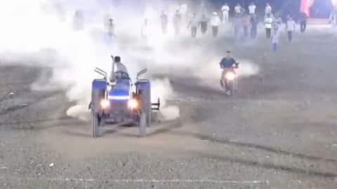 Uninvited to cricket match, Maharashtra politician drives tractor onto pitch
