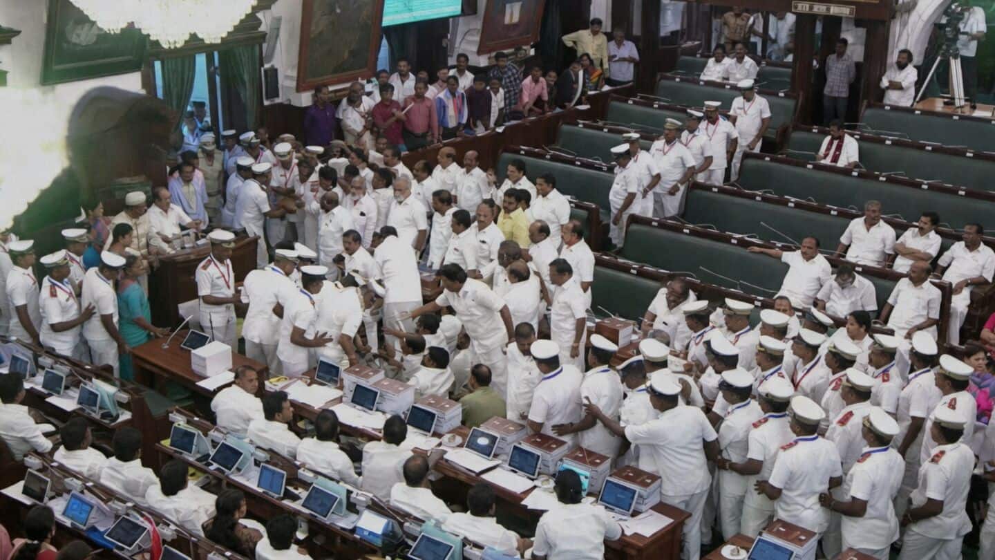 DMK MLAs removed from Assembly amid ruckus over Vijay's remarks 