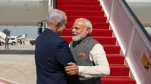 Modi lands in Israel; receives warm welcome from Netanyahu, wife 