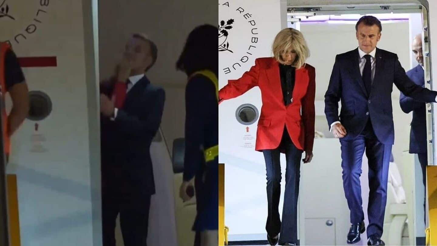 Emmanuel Macron's wife 'slaps him' while exiting plane Emmanuel Macron's wife 'slaps him' while exiting plane