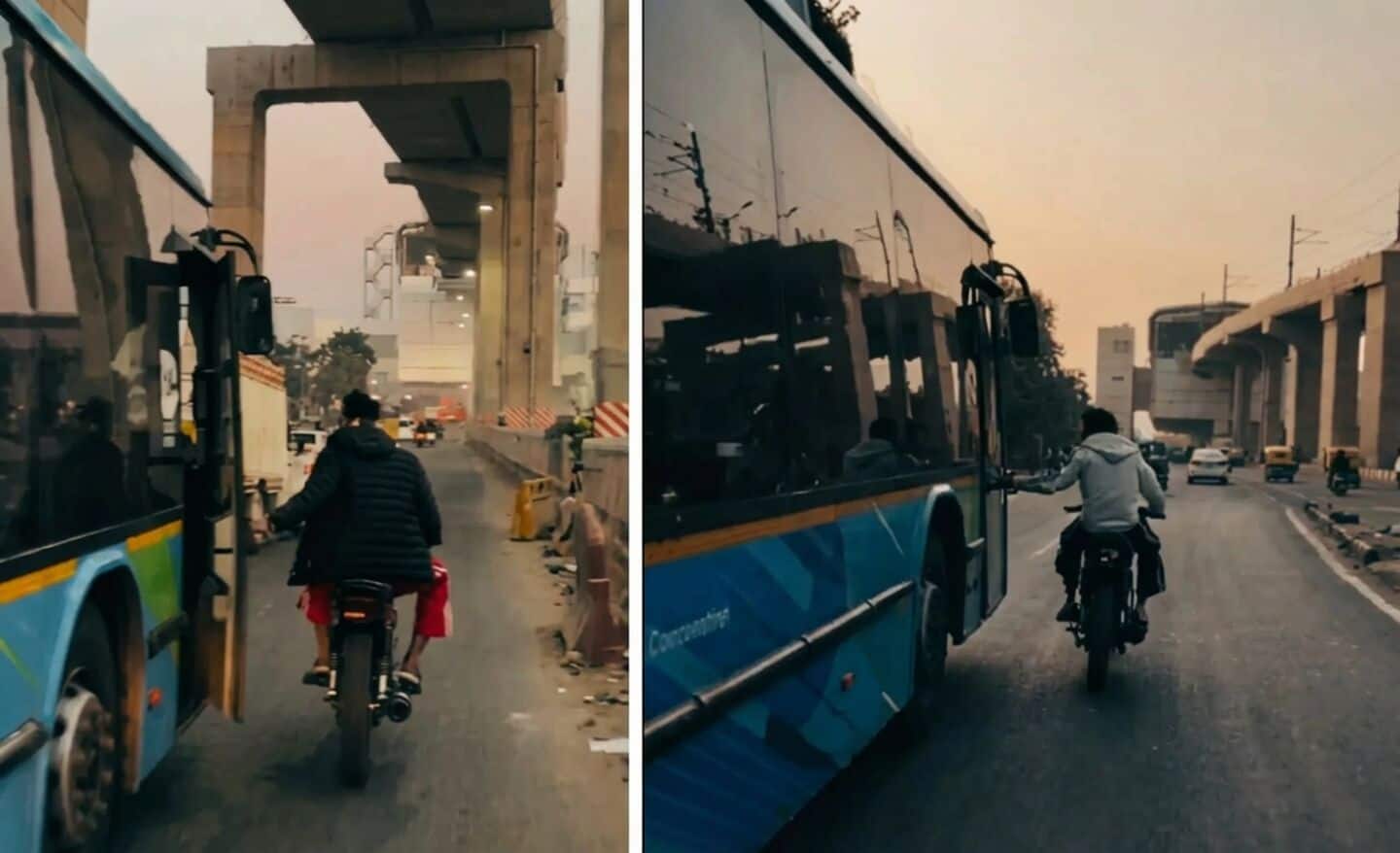 Video: Delhi biker opens moving buses' doors for reels; arrested