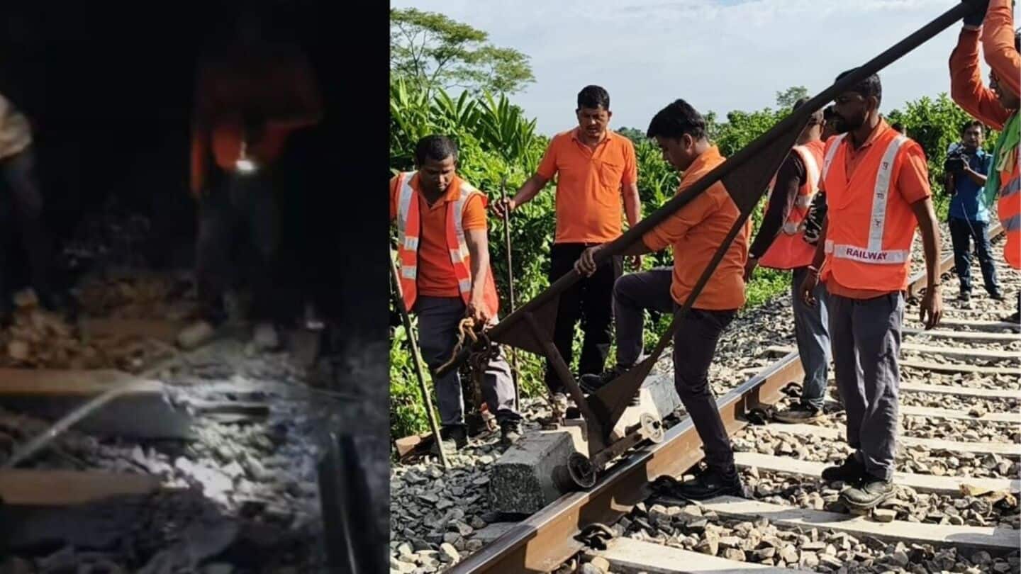 Suspected bomb blast hits Assam railway track; trains delayed Suspected bomb blast hits Assam railway track; trains delayed
