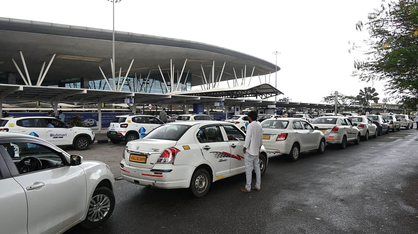 Bengaluru taxi drivers protest restrictions of yellow-board vehicles at airport 