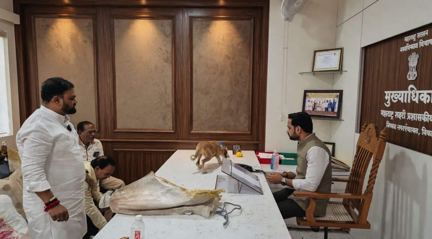 Protesting stray menace, Yuva Sena drops puppy on official's table 