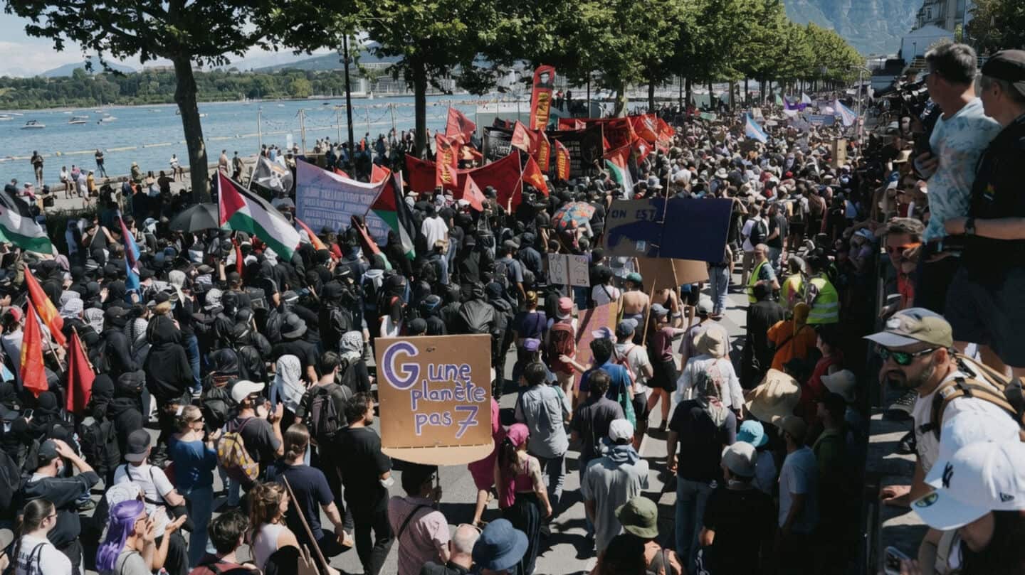 G7 Summit: Thousands march against world leaders in Geneva