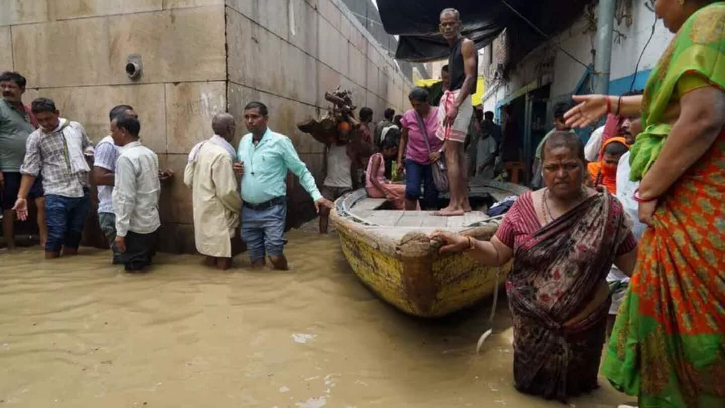 Varanasi ghats inundated; cremations carried out on rooftops Varanasi ghats inundated; cremations carried out on rooftops
