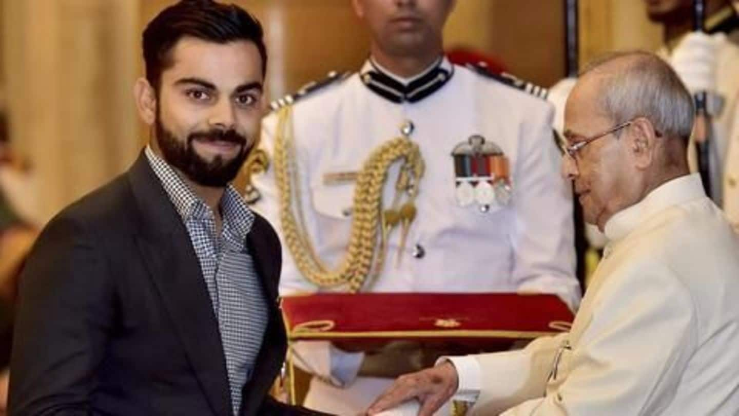 Virat Kohli receives the Padma Shri award