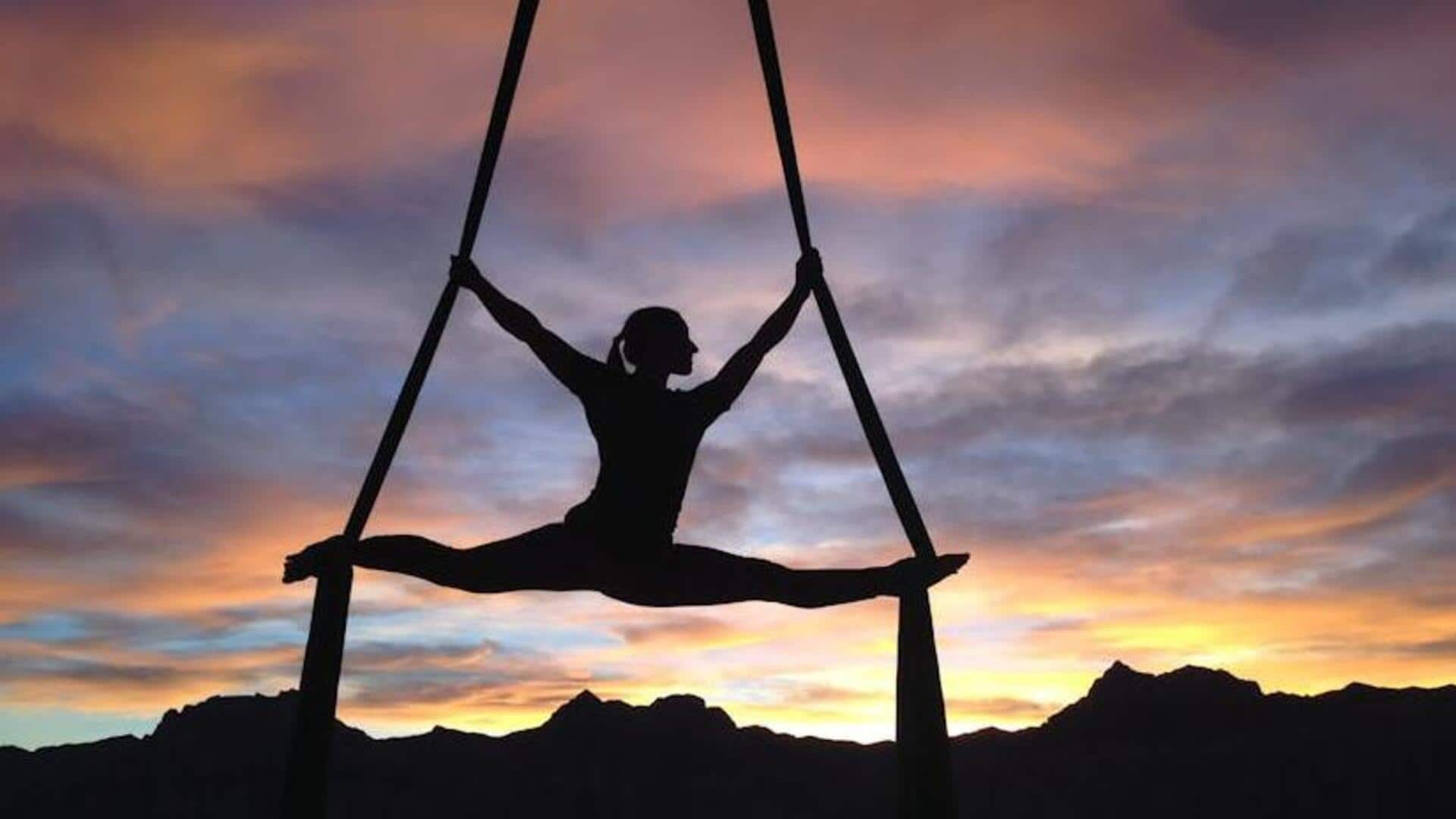 Floating into aerial yoga bliss