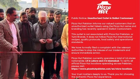 Pakistan defense minister inaugurates fake Pizza Hut; company says 'unauthorized' 