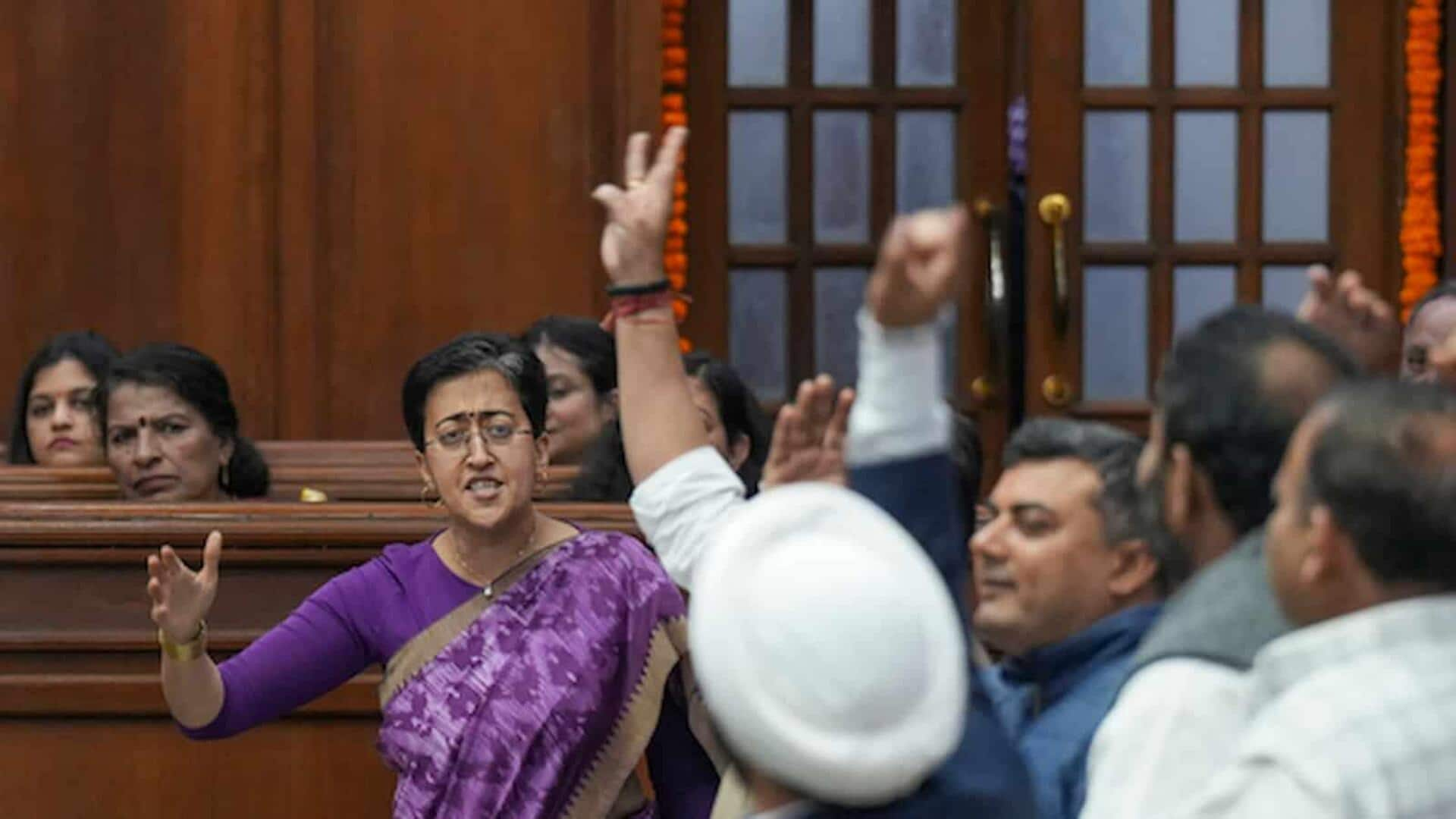 Atishi, 11 AAP MLAs suspended amid uproar in Delhi Assembly  