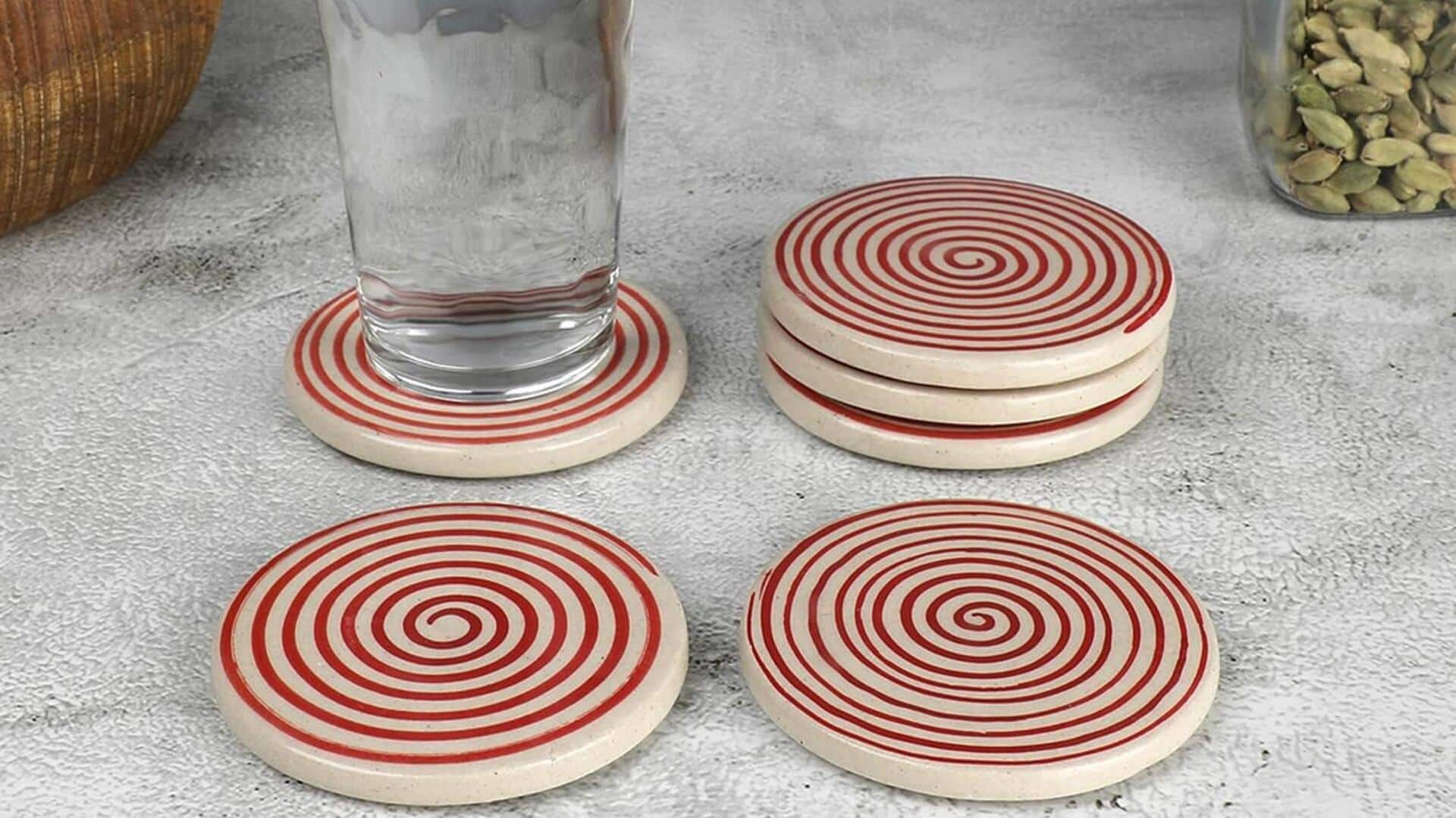 Elevate your dining experience with hand-painted ceramic coasters