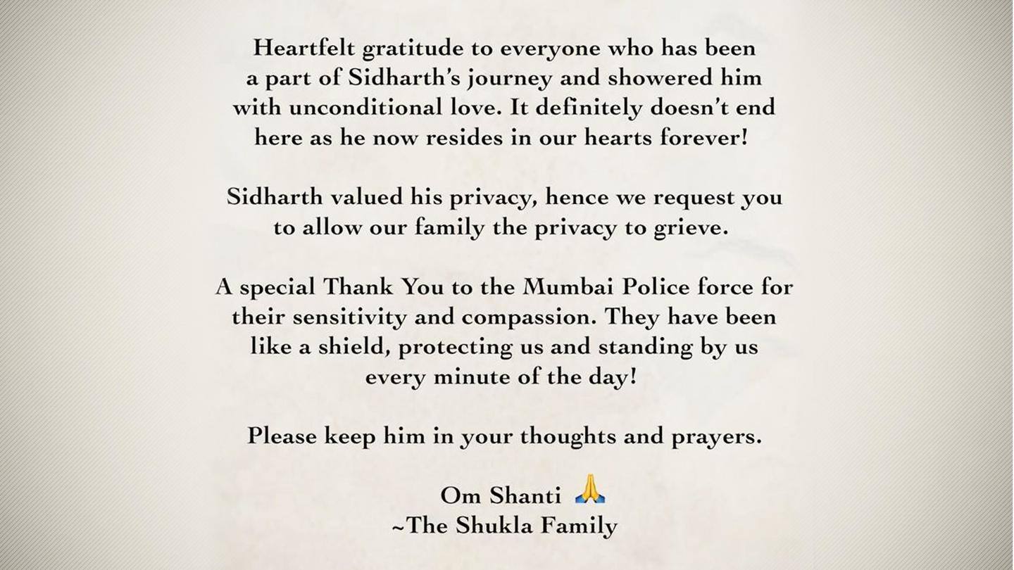 They also requested everyone to allow them privacy to grieve They also requested everyone to allow them privacy to grieve