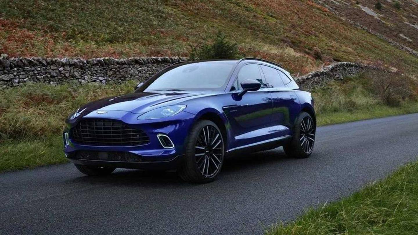 The car has LED headlights and a large grille The car has LED headlights and a large grille