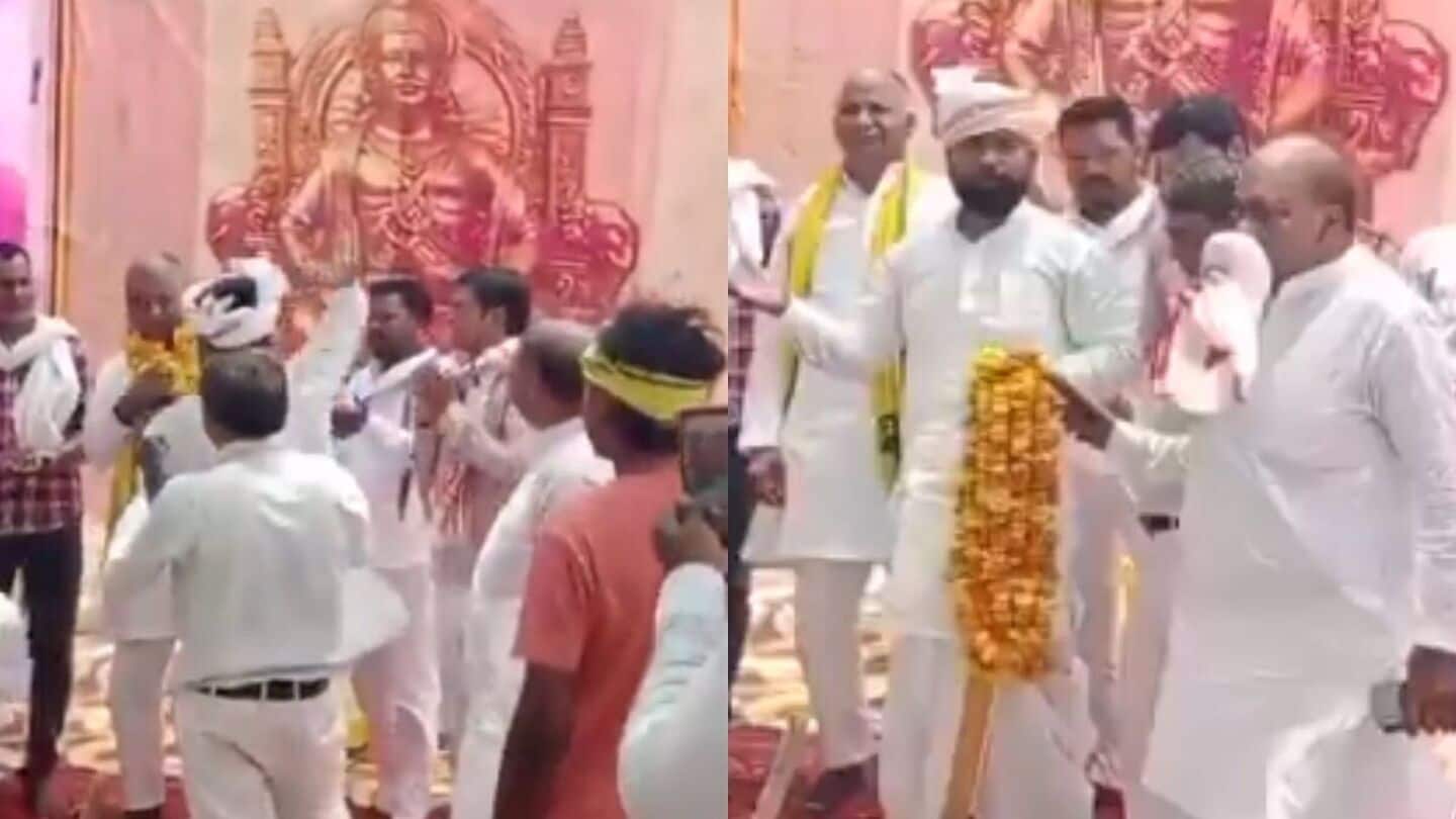 Video: UP politician's ex-aide garlands, then slaps him on stage Video: UP politician's ex-aide garlands, then slaps him on stage