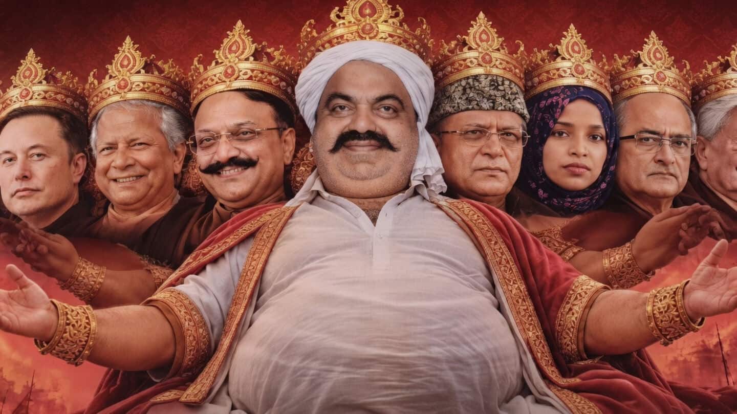 Dussehra poster in Lucknow shows Ravana with Musk, Rahul heads