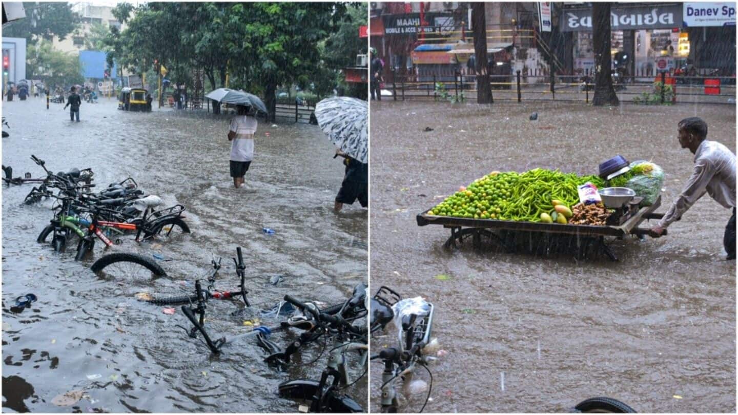 Several Surat areas flooded after heavy rain; downpour to continue Several Surat areas flooded after heavy rain; downpour to continue