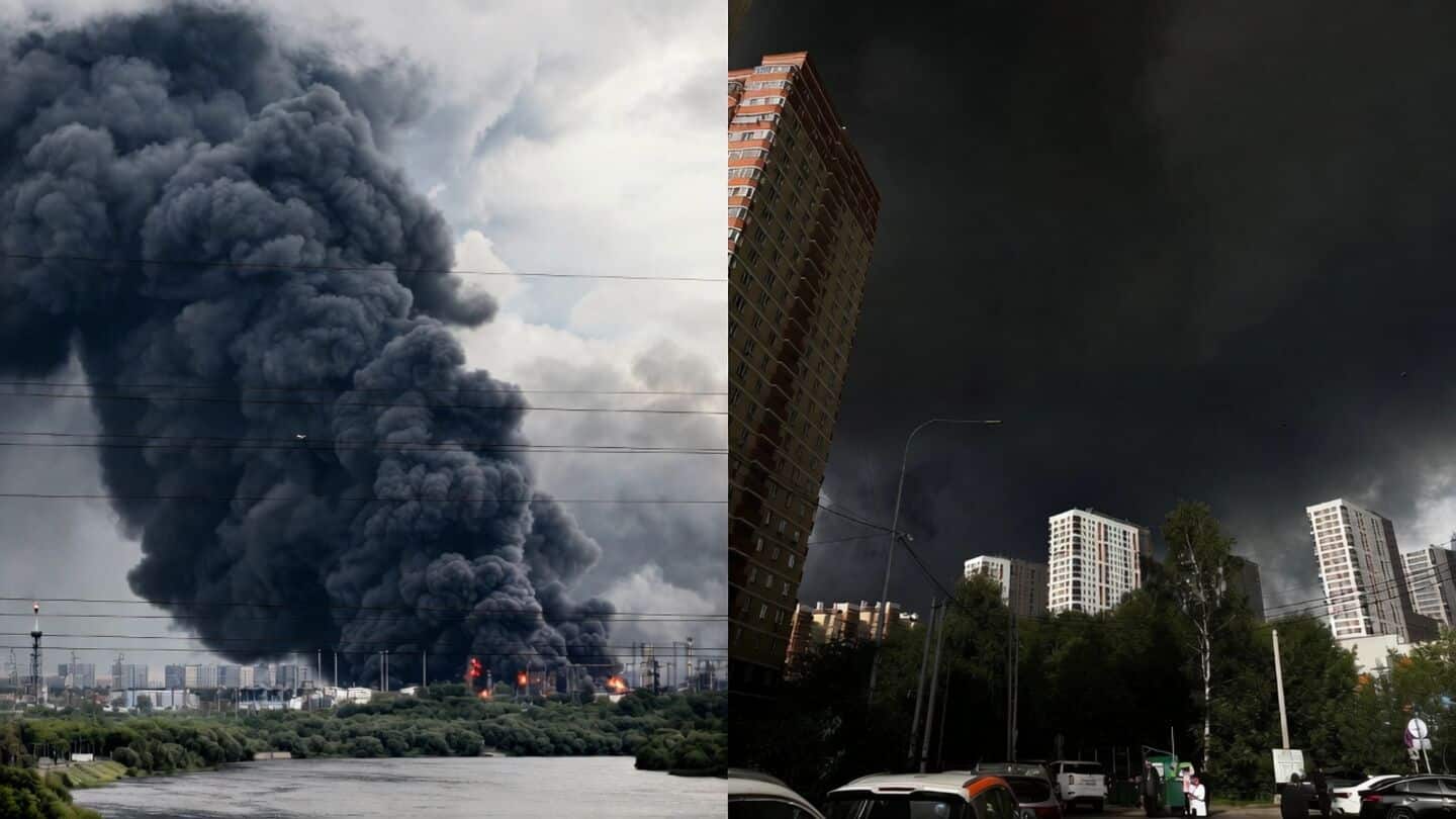 What is 'black rain' seen in Moscow after drone strike?