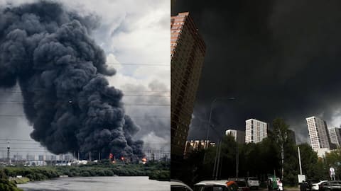 What is 'black rain' seen in Moscow after drone strike?