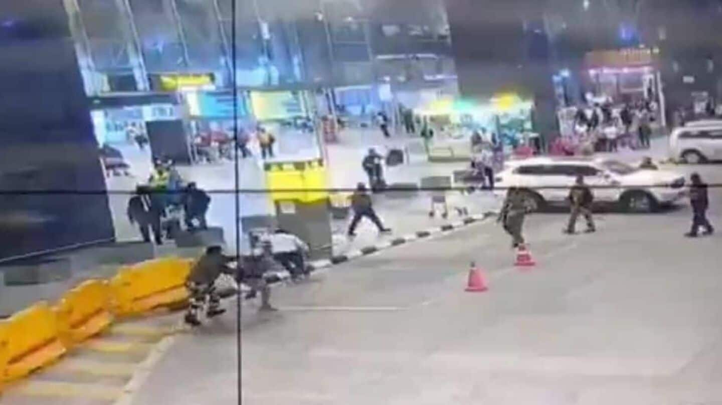 Video: CISF officer stops knife attack at Bengaluru airport