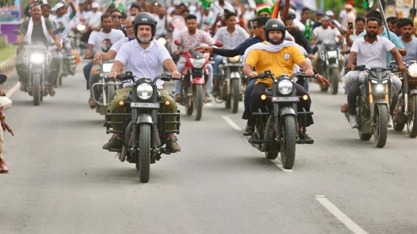 Rahul, Tejashwi ride motorcycles in Bihar, Tej Pratap takes jab Rahul, Tejashwi ride motorcycles in Bihar, Tej Pratap takes jab