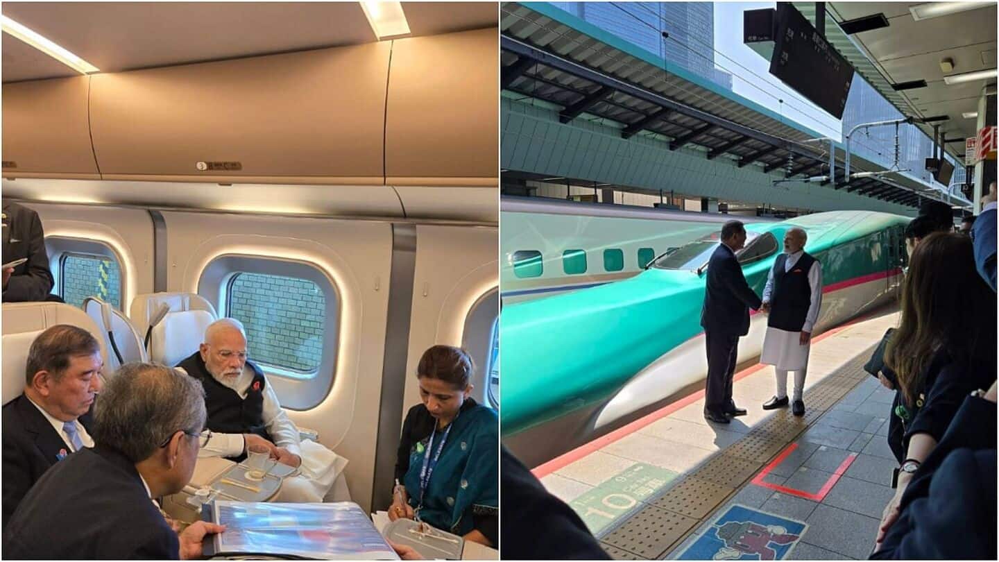PM Modi travels in Japan's bullet train with Shigeru Ishiba PM Modi travels in Japan's bullet train with Shigeru Ishiba