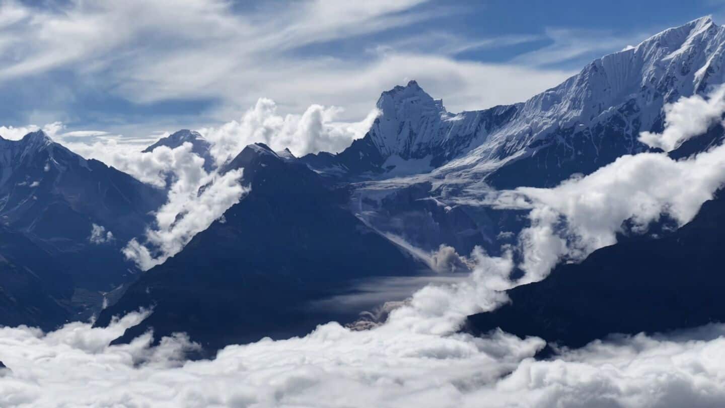 Drone captures moment glacier breaks off, triggering deadly Nepal floods