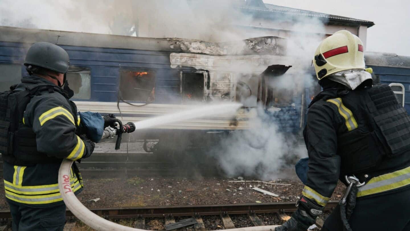 Russia hits Ukrainian train shortly after Boris Johnson leaves station