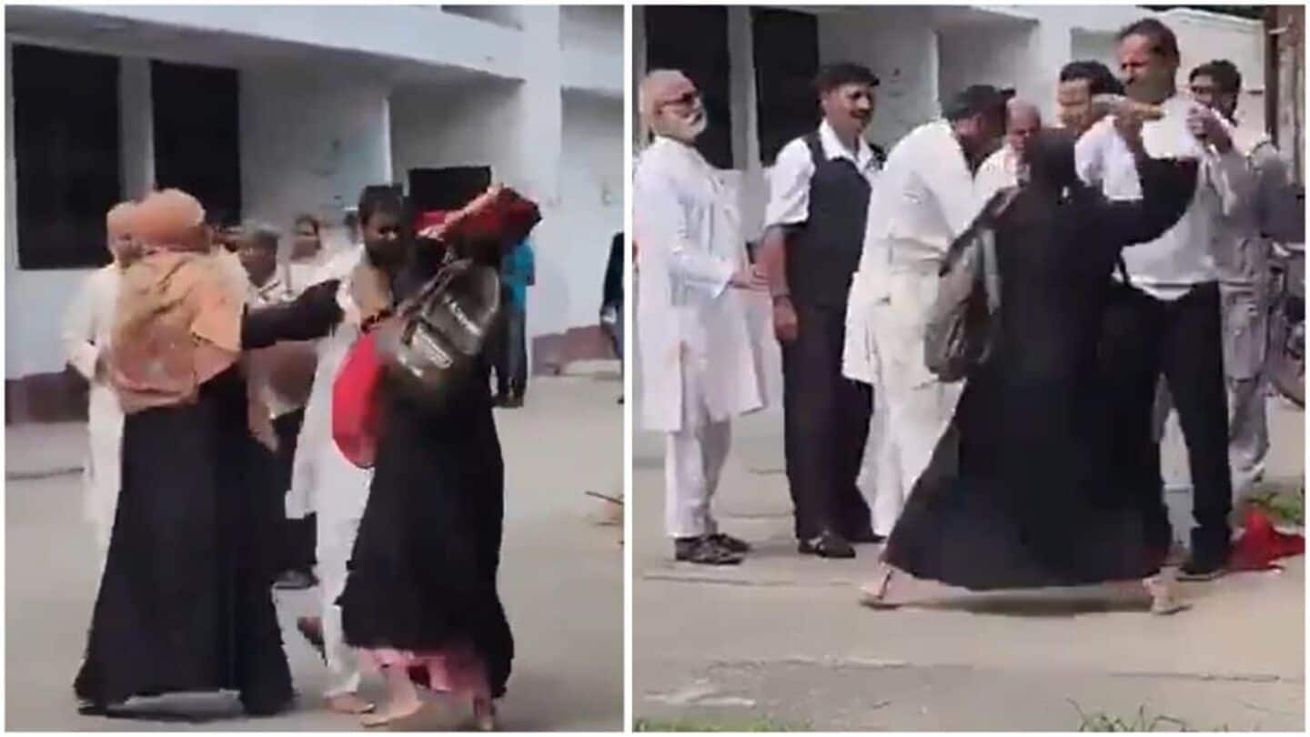 UP woman thrashes husband outside court after 'triple talaq' pronouncement UP woman thrashes husband outside court after 'triple talaq' pronouncement