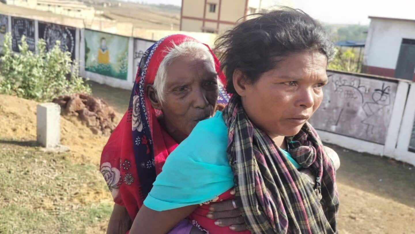 Chhattisgarh woman carries mother-in-law on back to bank for pension
