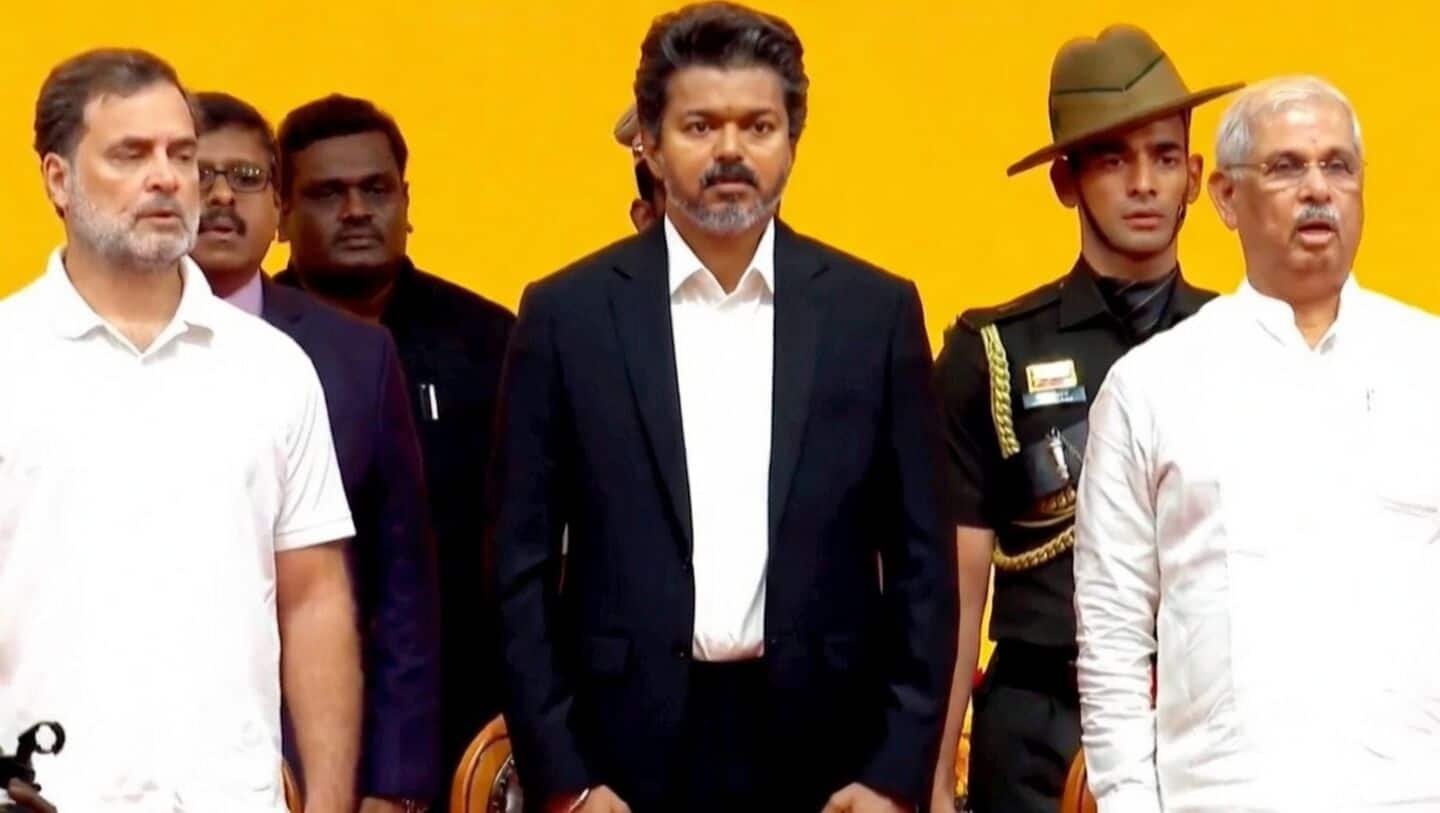 'Vande Mataram' sung at Vijay's swearing-in; Rahul Gandhi present