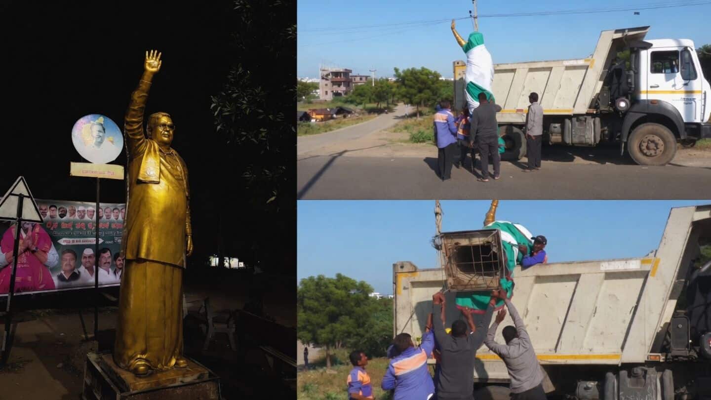 Siddaramaiah statue installed, removed before CM DK Shivakumar passes area