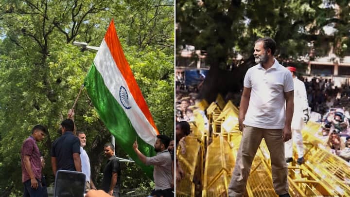 Rahul tries to enter Akashvani Bhawan during INDIA bloc march
