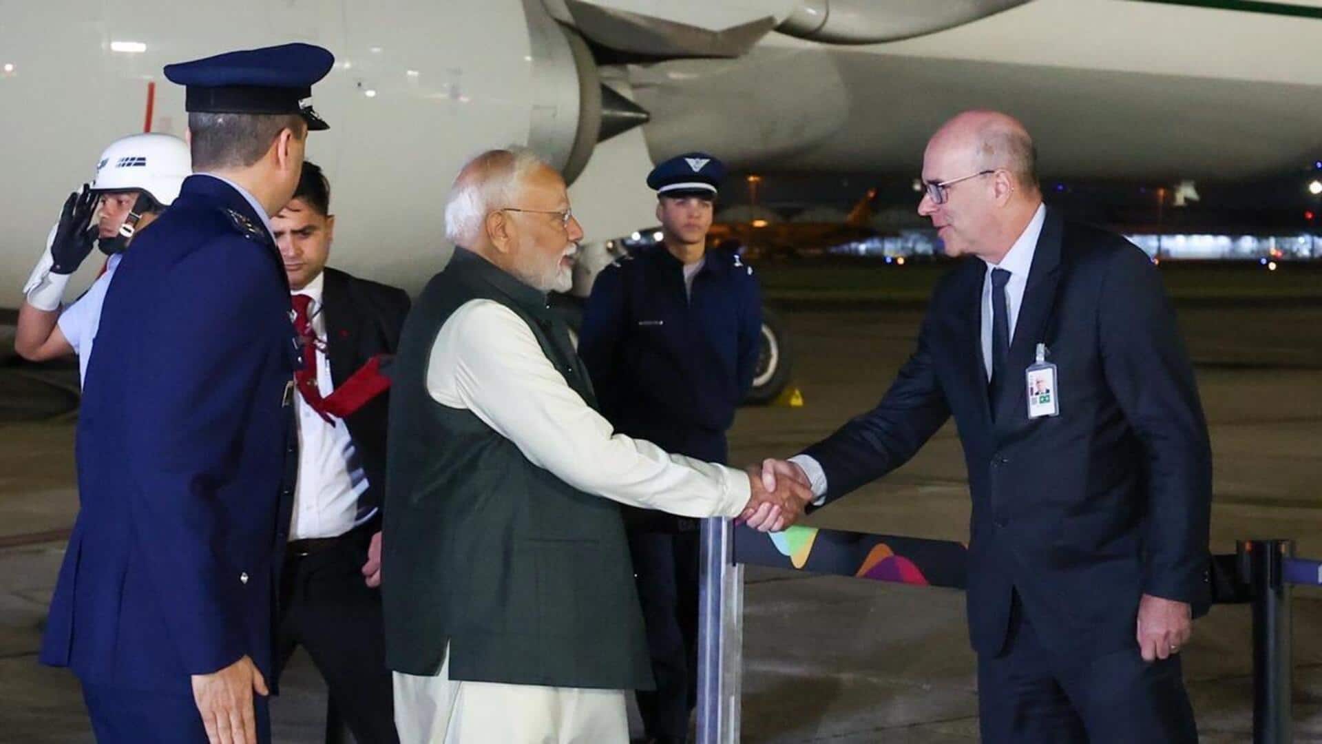 PM Modi arrives in Brazil for BRICS Summit PM Modi arrives in Brazil for BRICS Summit