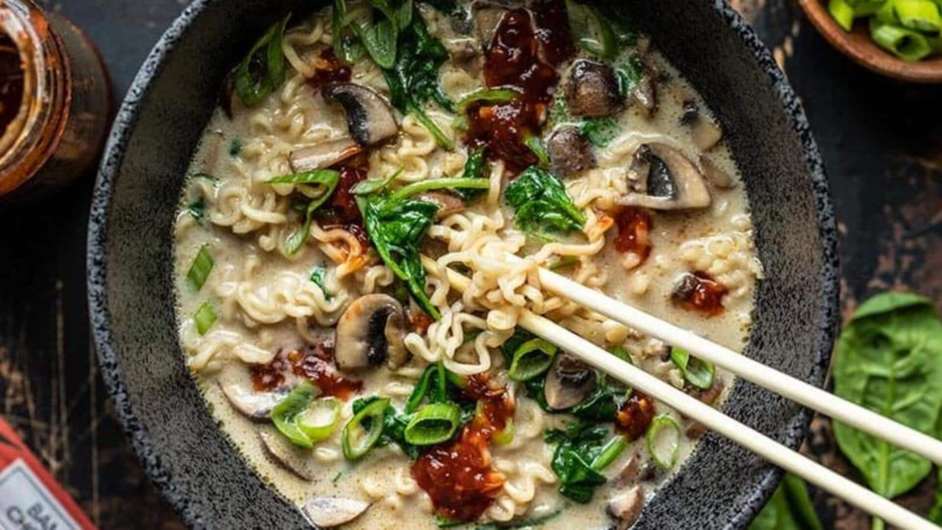 Japanese ramen with mushroom broth recipe