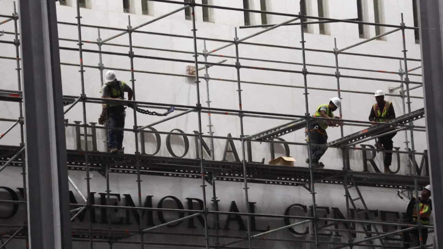 Weather delays removal of Trump's name from Kennedy Center