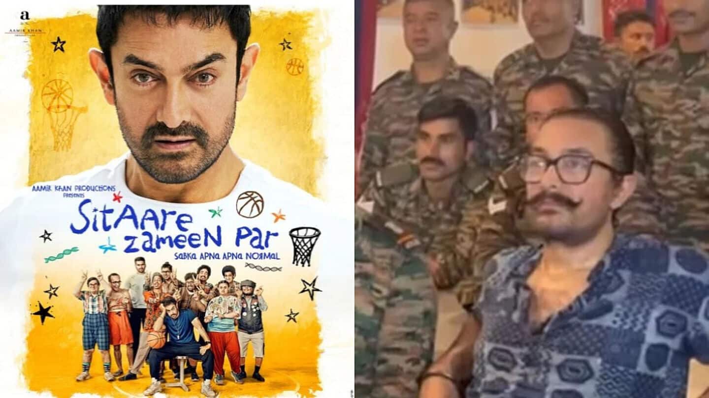 Aamir Khan watches 'Sitaare Zameen Par' with Indian Army jawans Aamir Khan watches 'Sitaare Zameen Par' with Indian Army jawans