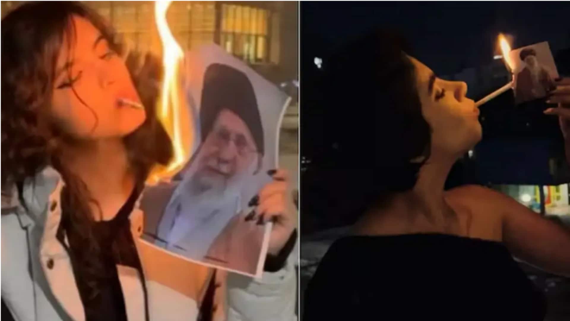 Why Iranian women are lighting cigarettes with Khamenei's burning photos