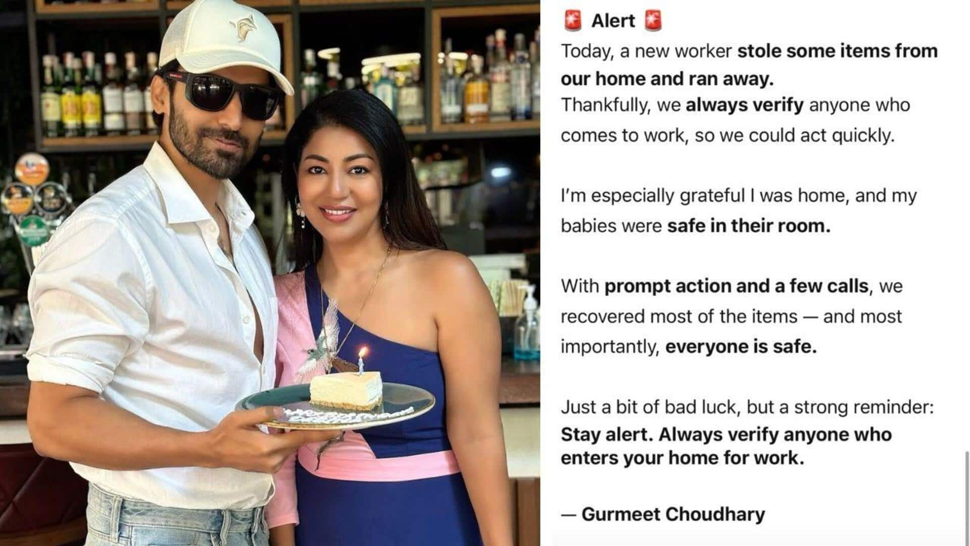Gurmeet Choudhary reports theft by new domestic help Gurmeet Choudhary reports theft by new domestic help