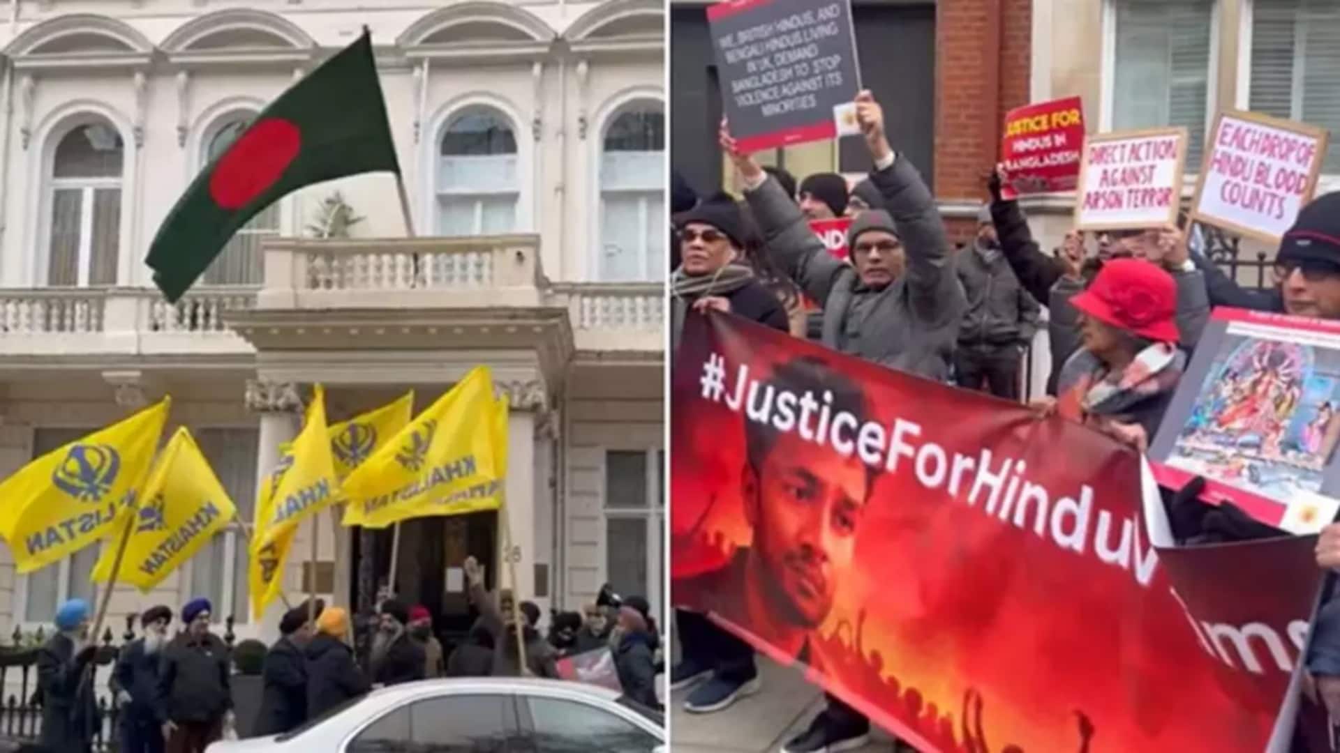 Khalistanis disrupt Hindus protesting at Bangladesh High Commission in London