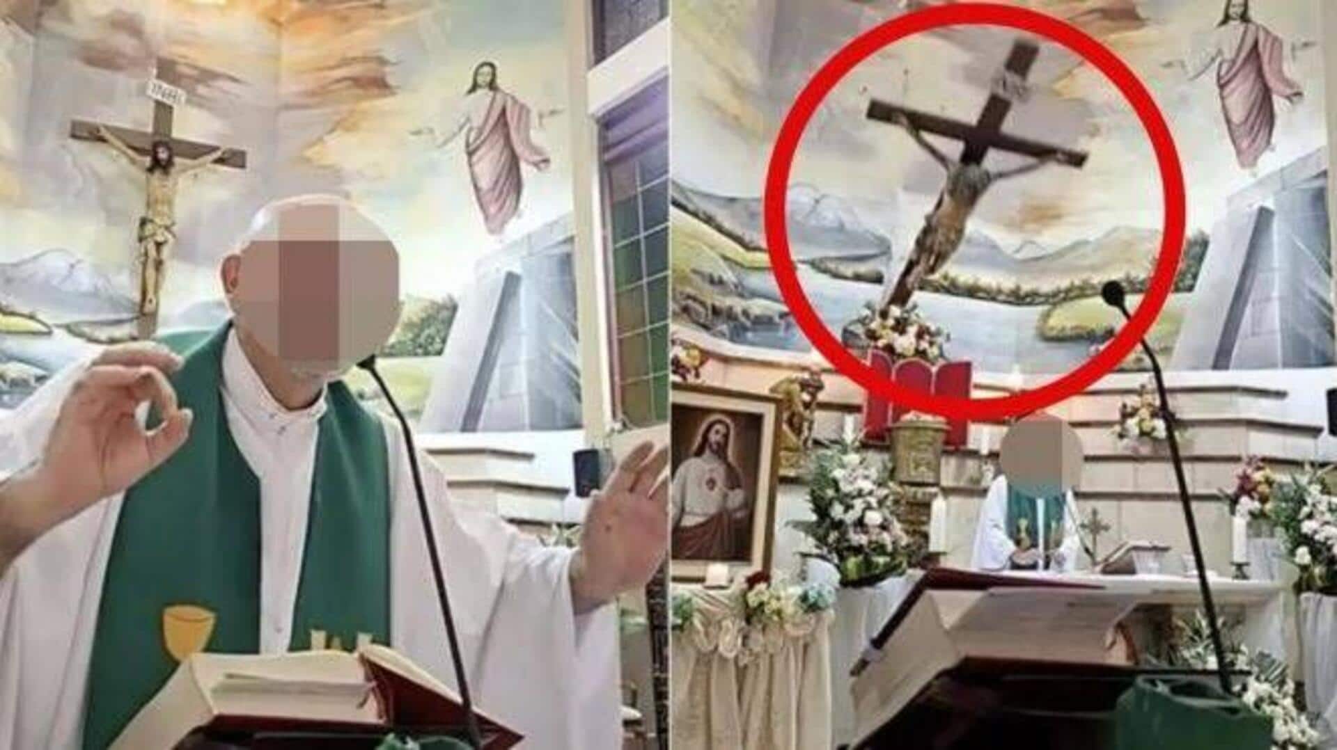Crucifix falls on Ecuadorian priest moments after sermon on death 
