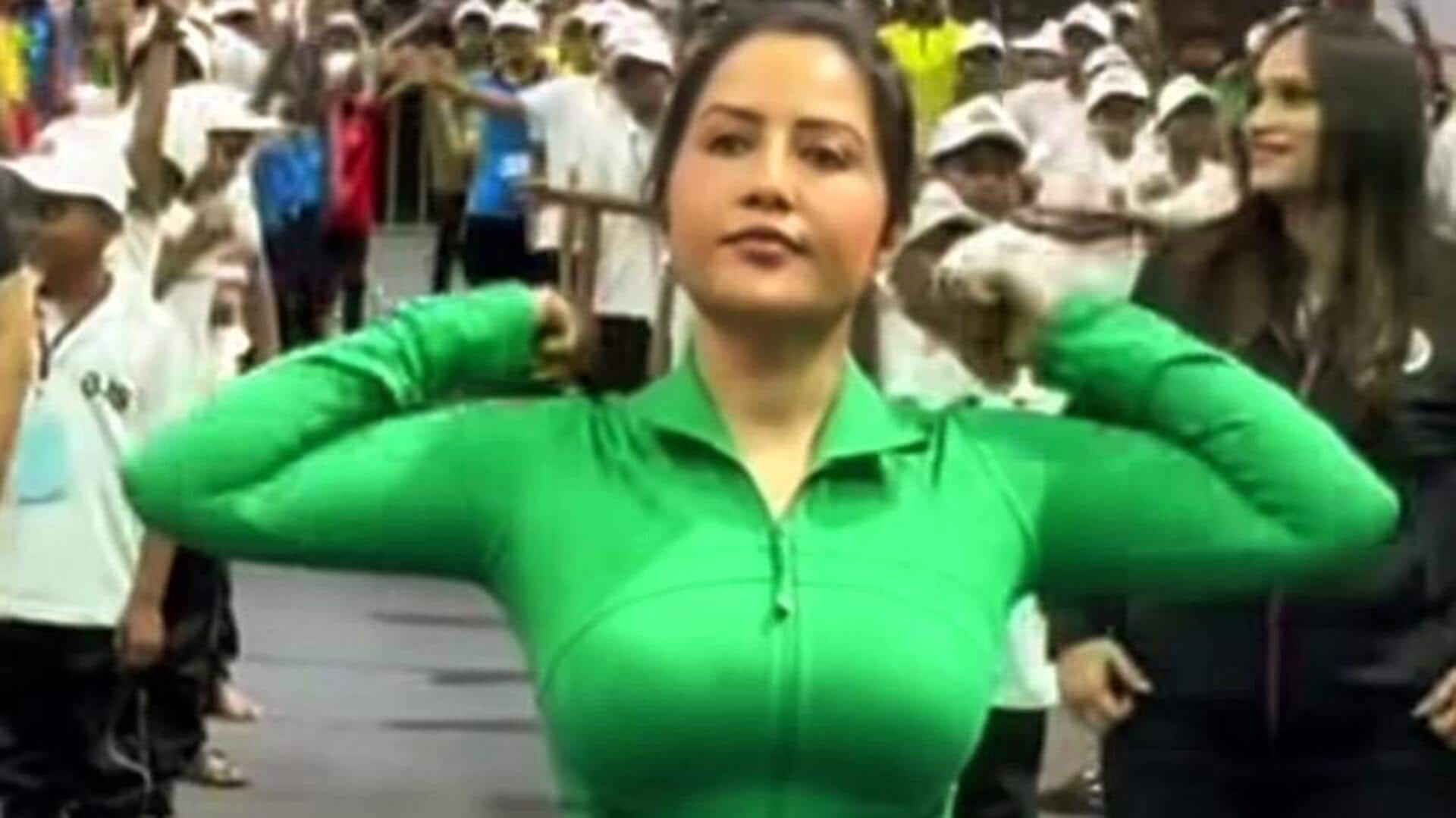 Amruta Fadnavis's green yoga day outfit draws flak