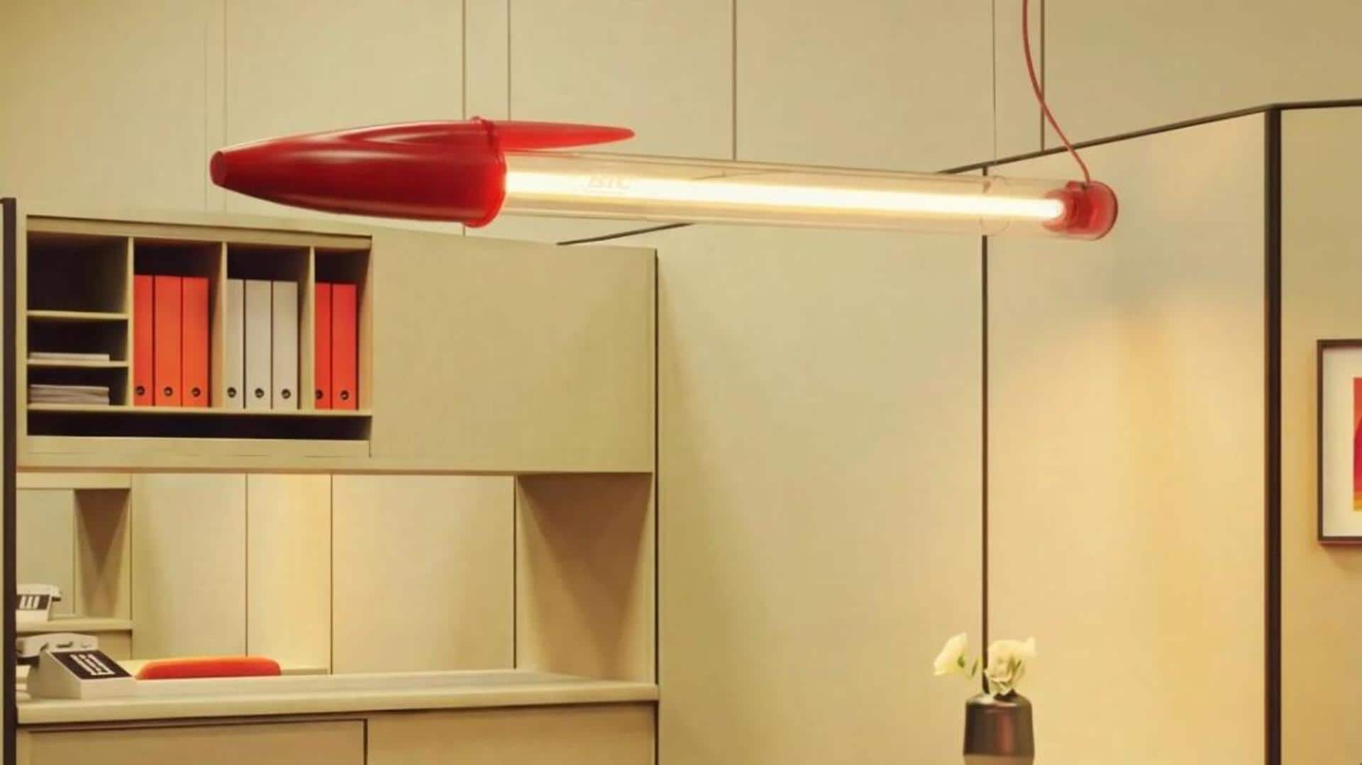 This giant lamp looks like the iconic Bic Cristal pen