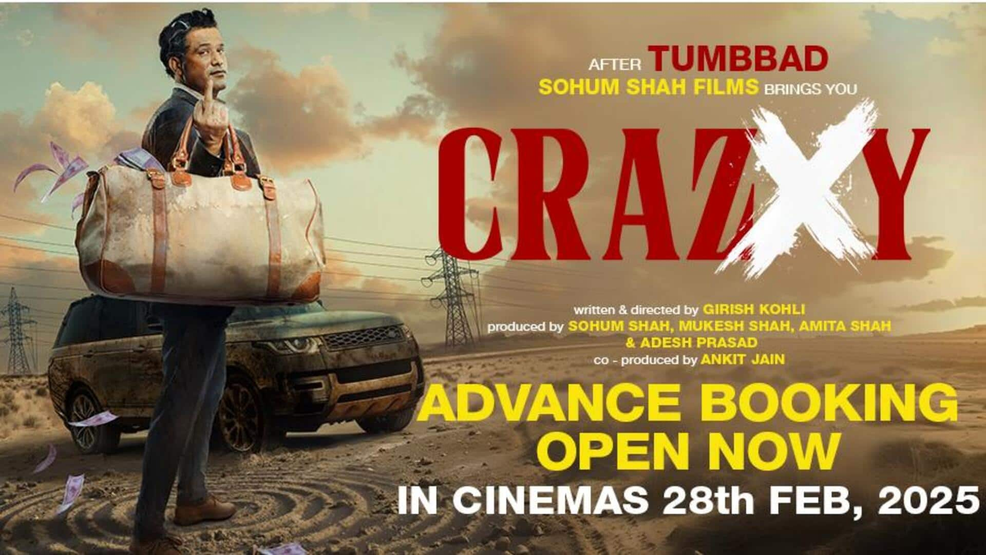 'Crazxy' advance booking begins; Sohum Shah-starrer aims for ₹1.5cr start