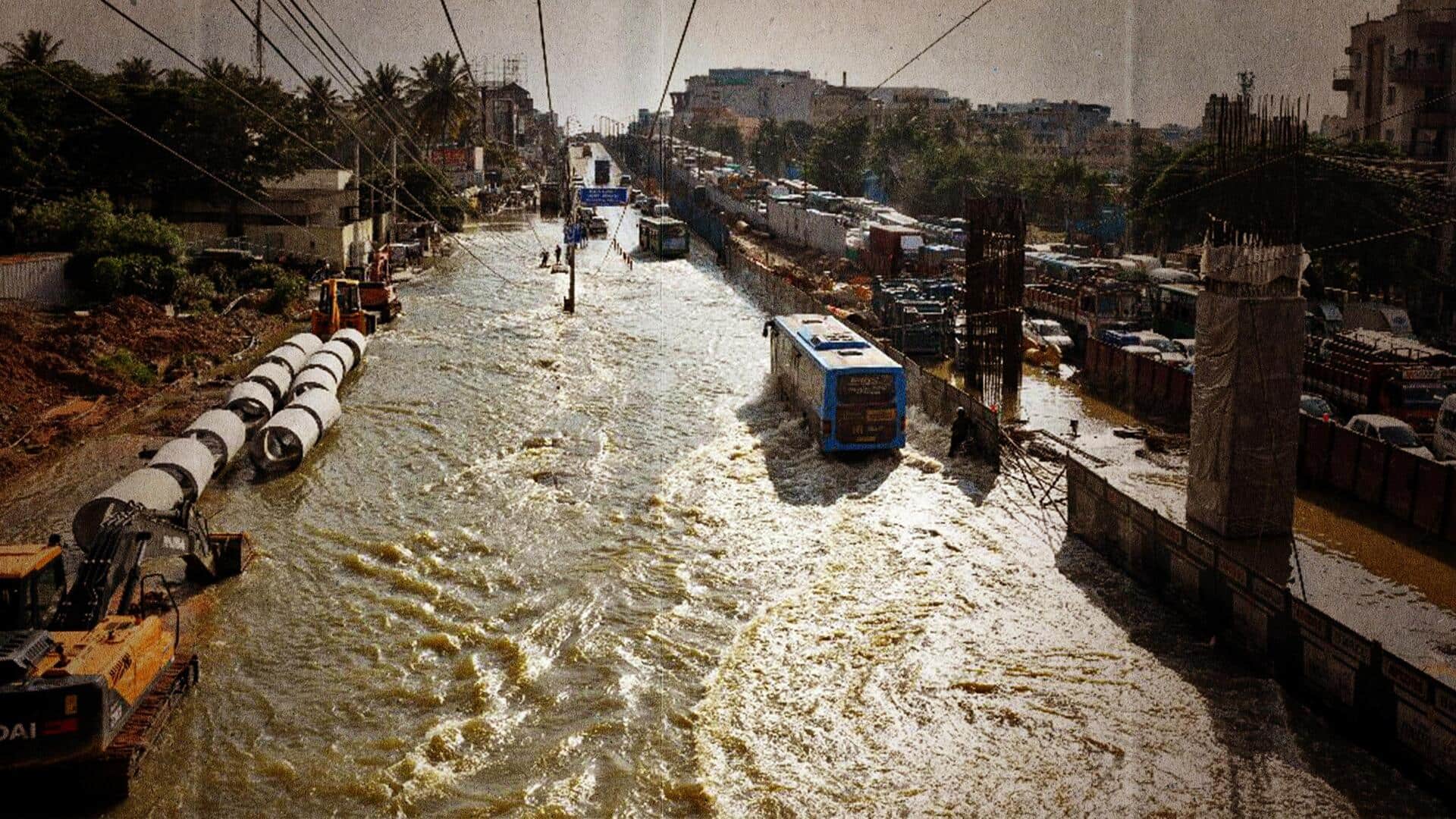 Torrential rains pound Bengaluru, disrupting traffic and flooding roads 