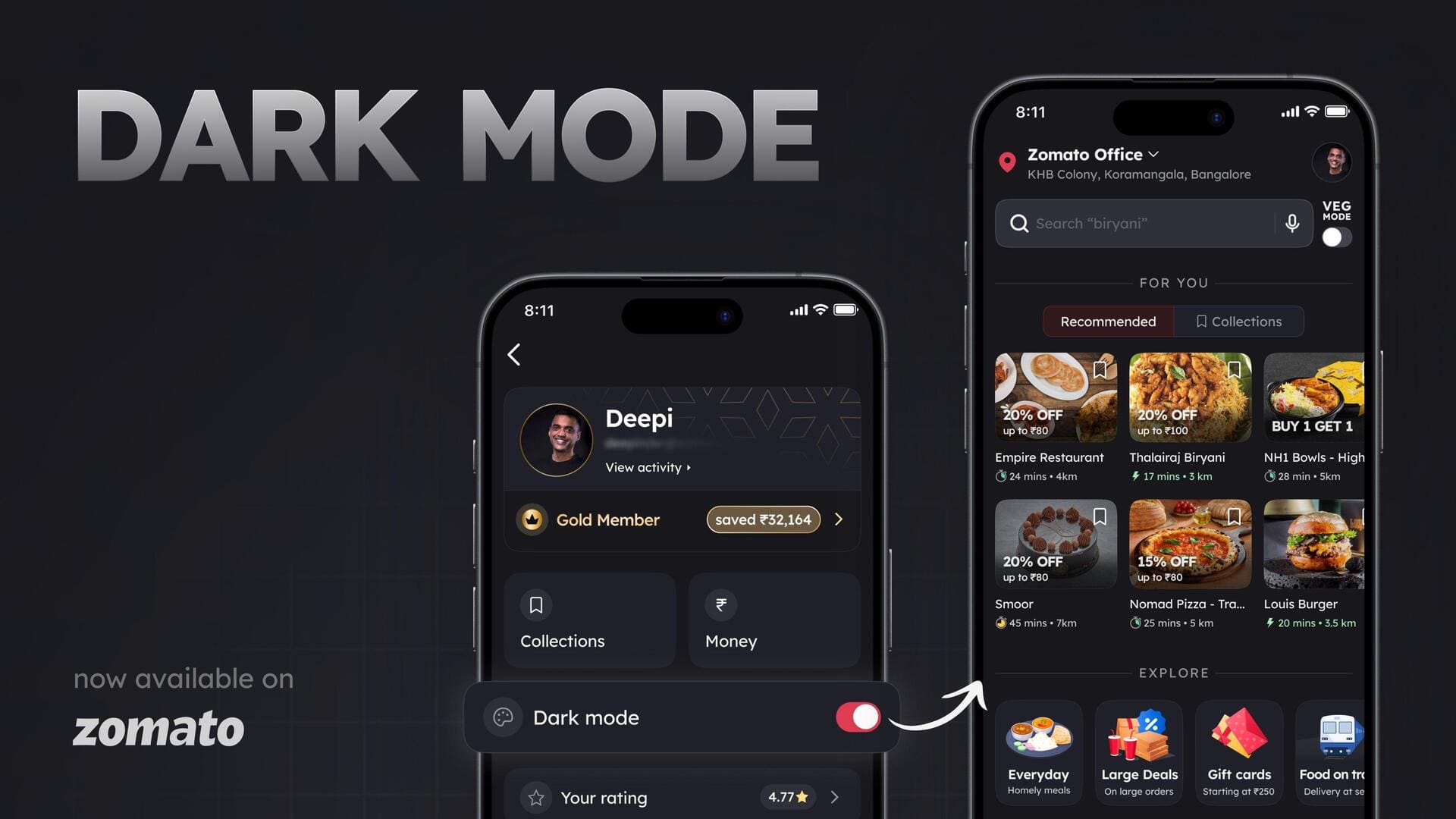 Zomato introduces dark mode feature for improved visual experience