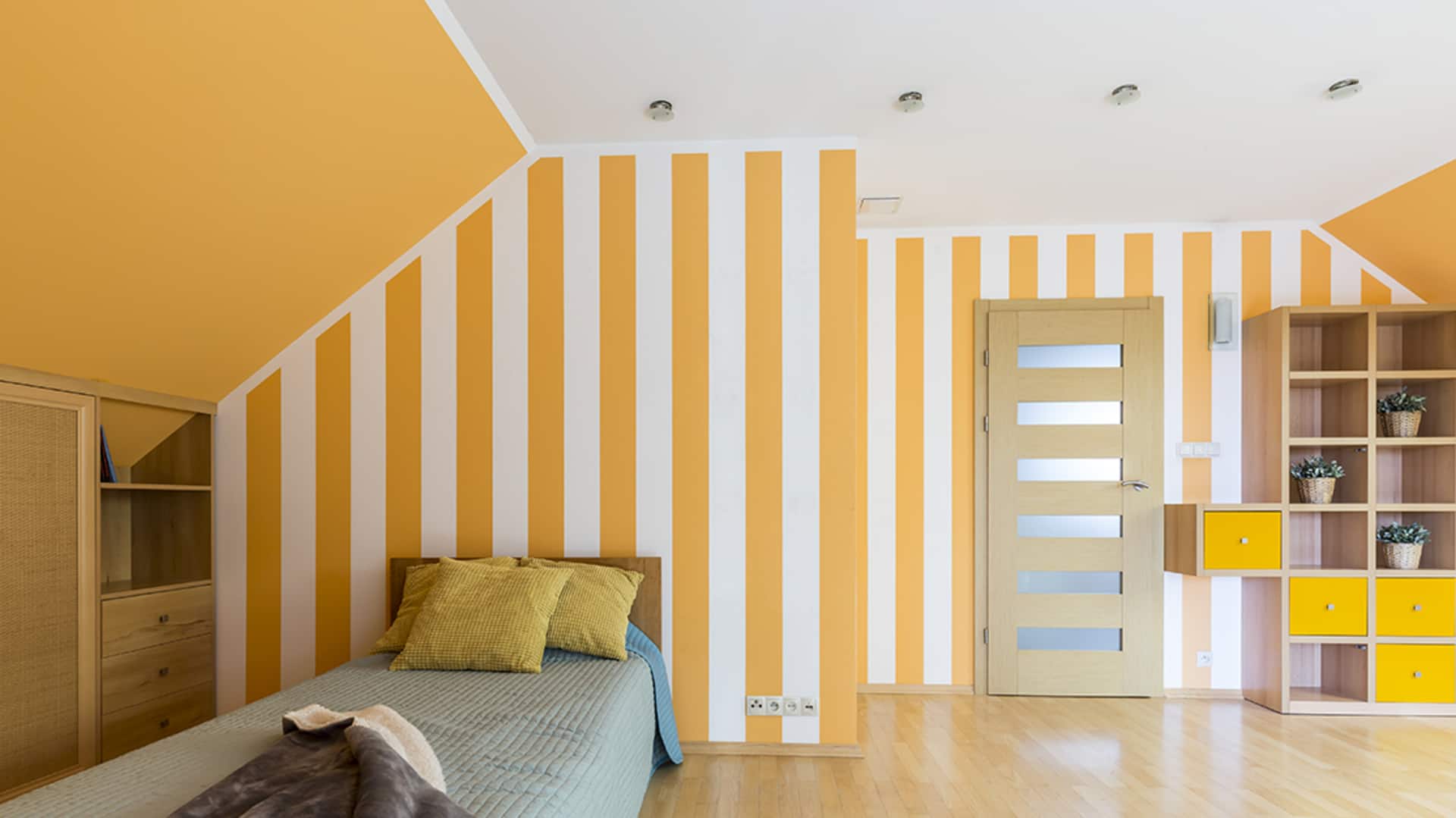 Transform your bedroom walls with masking tape