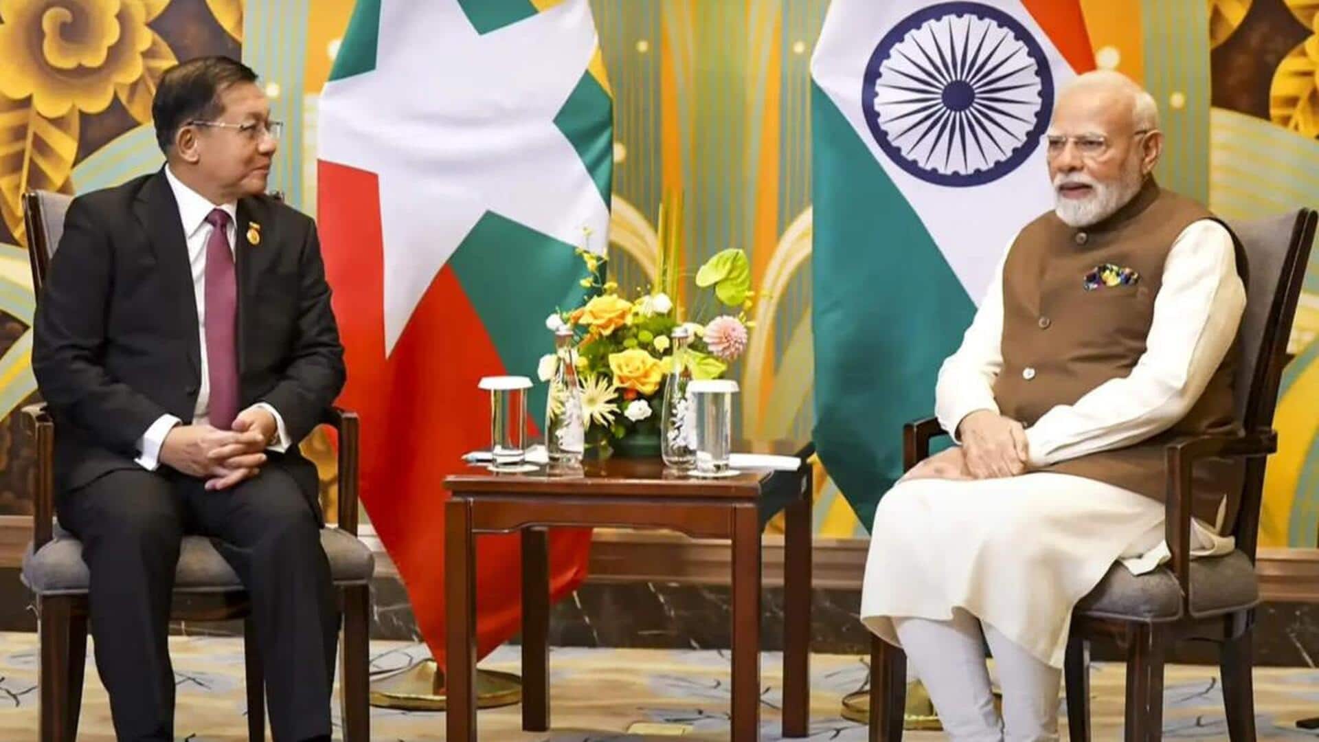 PM Modi meets Myanmar military chief Min Aung Hlaing PM Modi meets Myanmar military chief Min Aung Hlaing