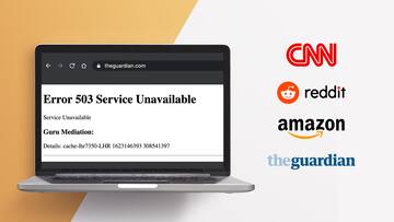 Major websites including Amazon, The Guardian, CNN, Reddit down